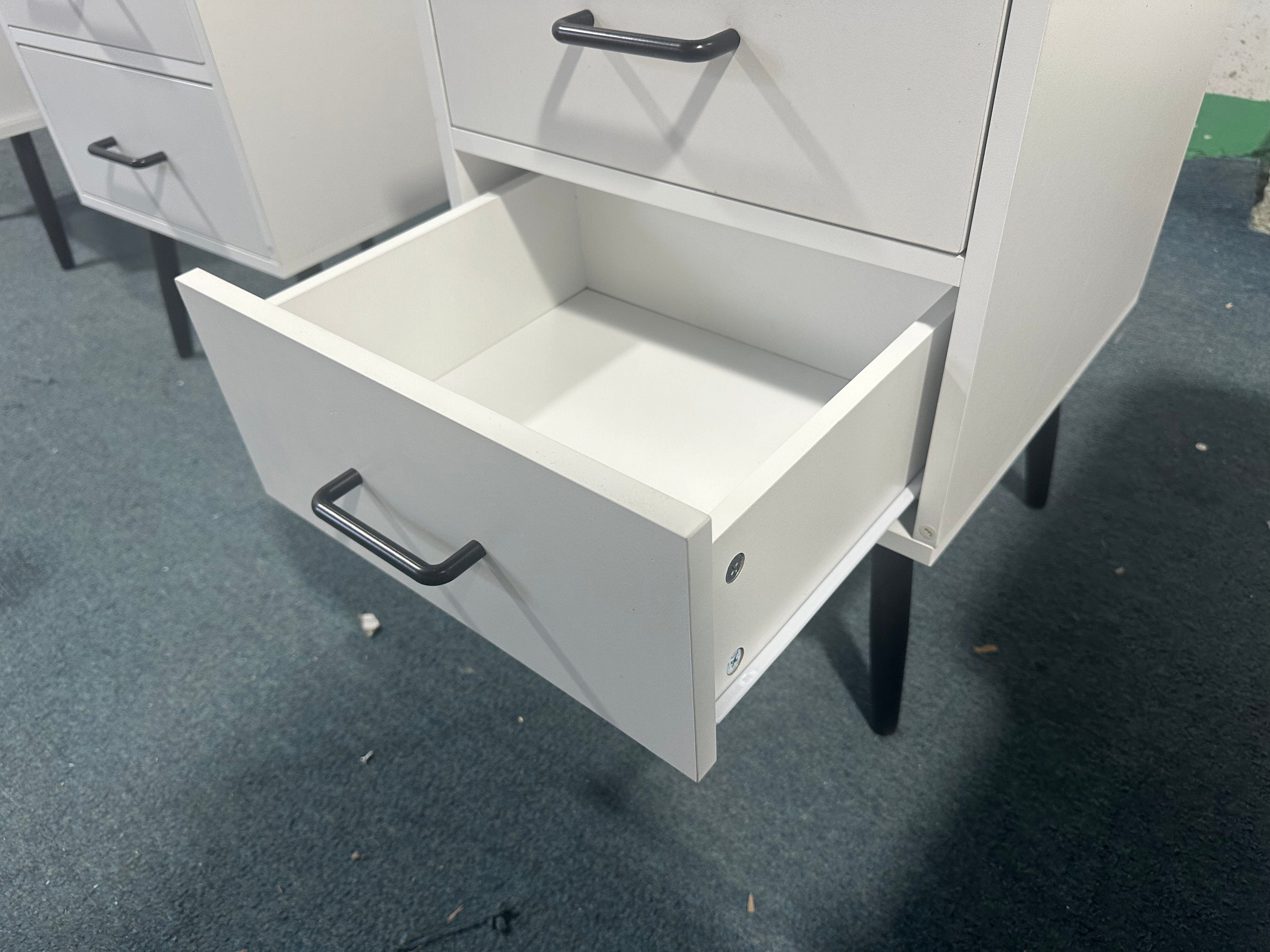 2-Drawer Nightstand with Metal Legs and Metal Handles