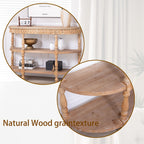 Handcrafted Wood Console Table with Hand-Woven Trim