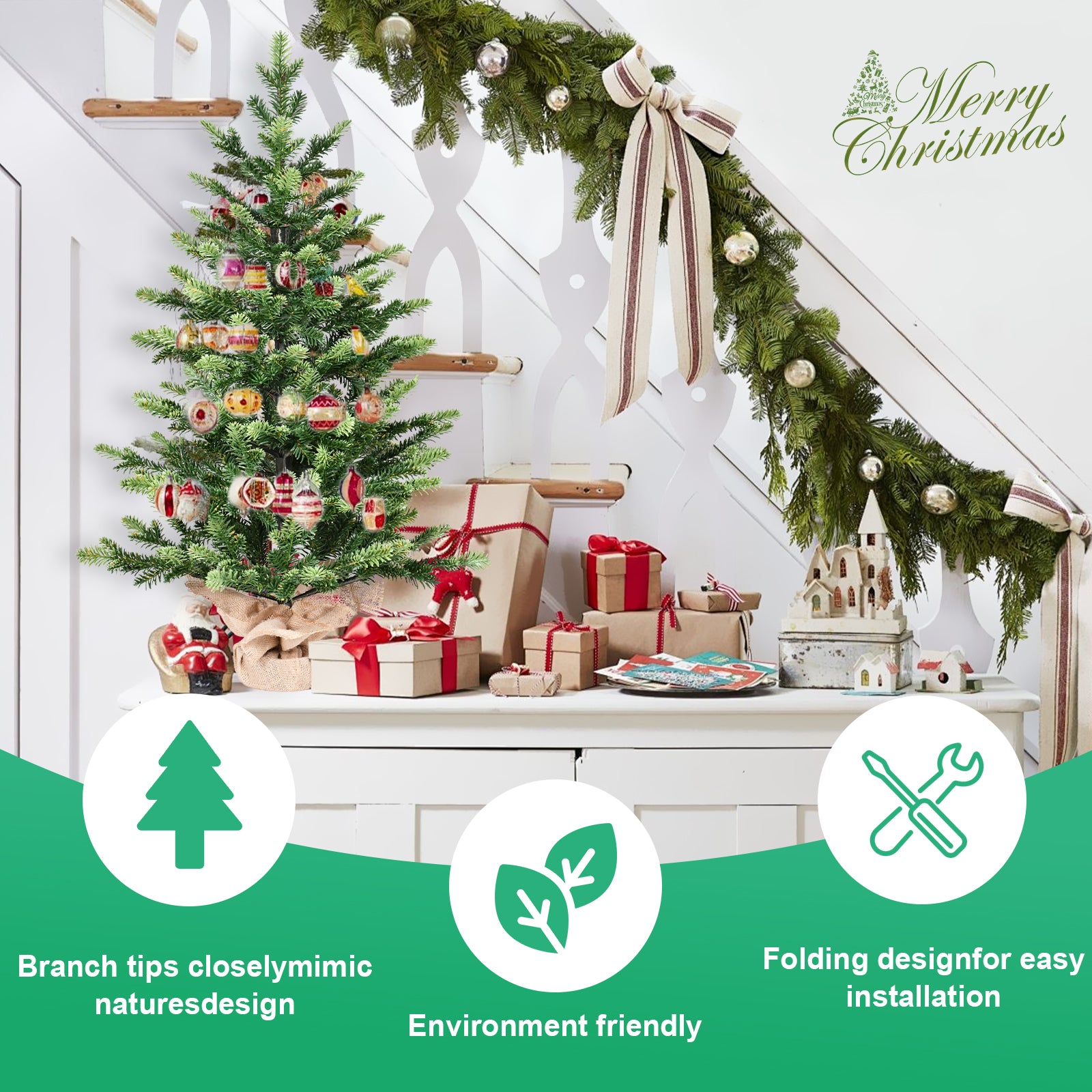 2FT Full PE Tabletop Christmas Tree with 230 Tips