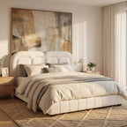 Queen Size Boucle Upholstered Platform Bed with Tufted Headboard
