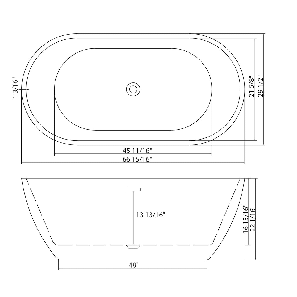 67" Acrylic Freestanding Bathtub