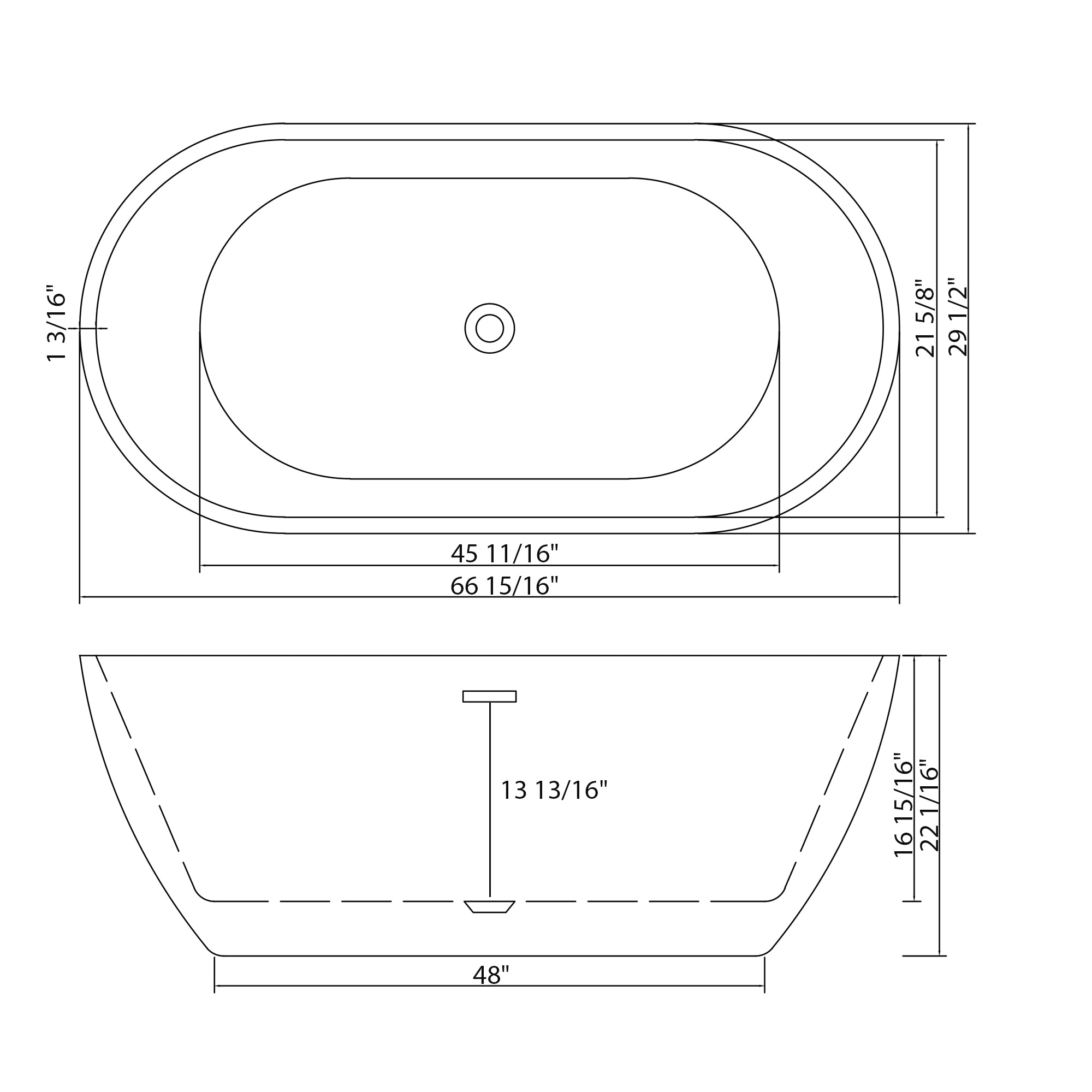 67" Acrylic Freestanding Bathtub