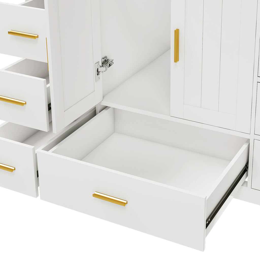 48" Bathroom Vanity Base Cabinet with Soft-Close Double Doors & 9 Smooth Drawers