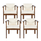 Outdoor Dining Chair Set of 4 with Curved Acacia Wood Arms