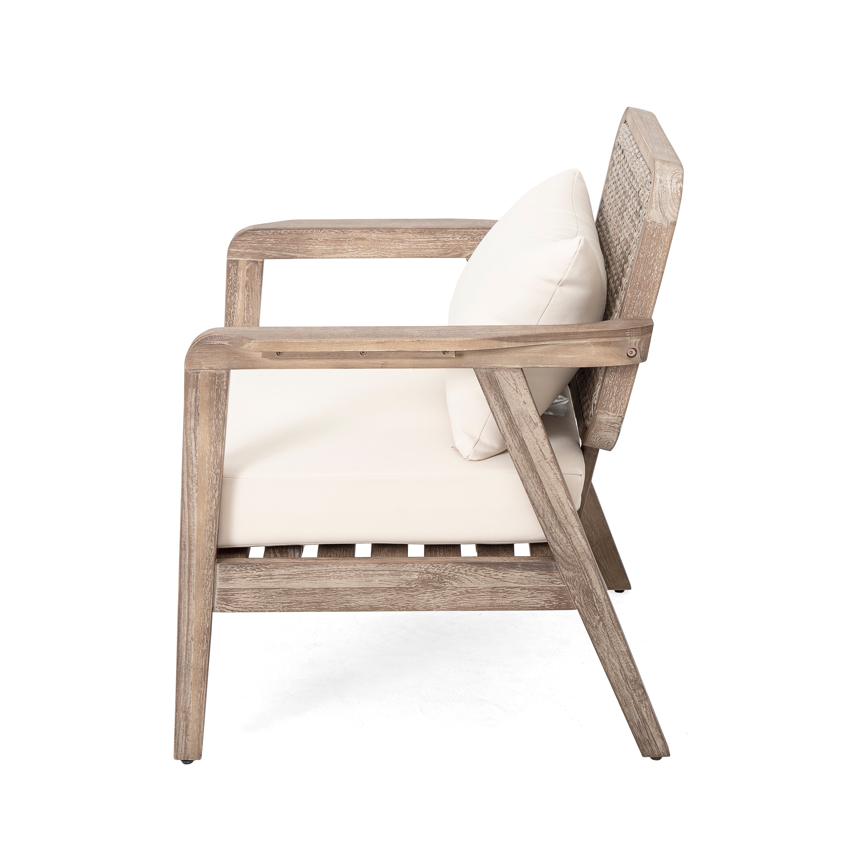Set of 2 Outdoor Acacia Wood Patio Club Chairs