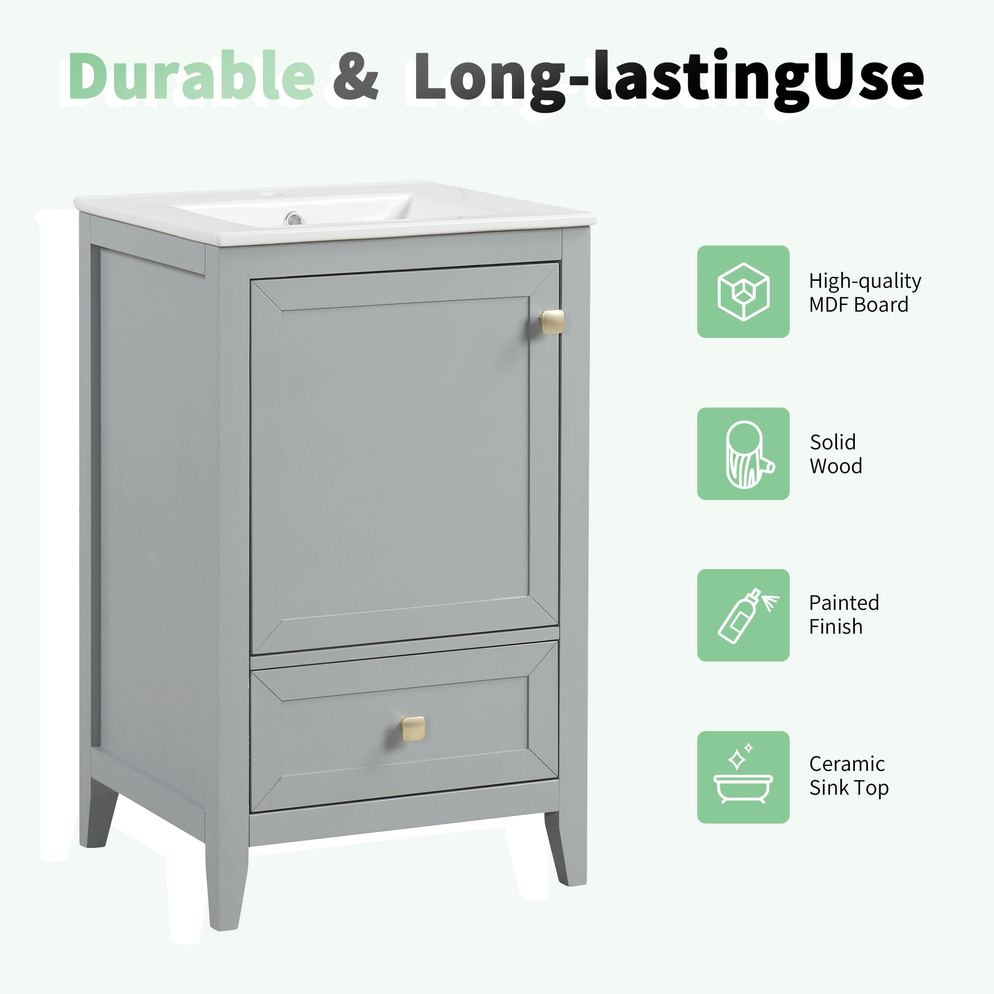 20" Bathroom Vanity with Sink and Soft Closing Door