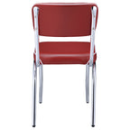 Retro Chrome Dining Chairs Set of 2 in Red Faux Leather