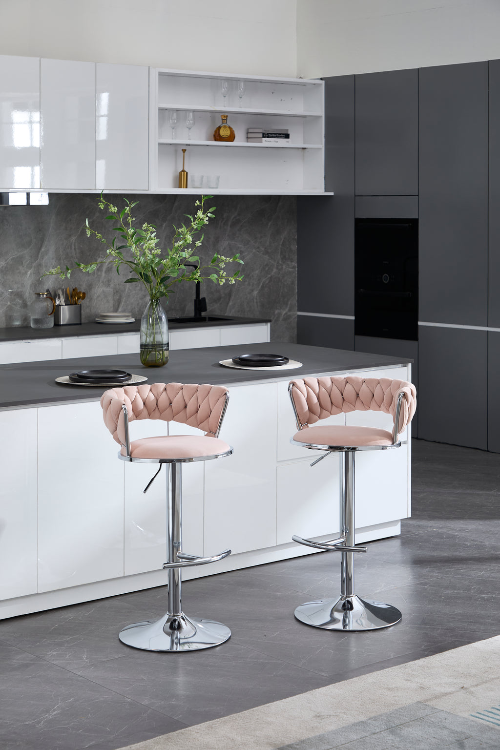 Set of 2 Bar Stools, with Strong Foam Seats