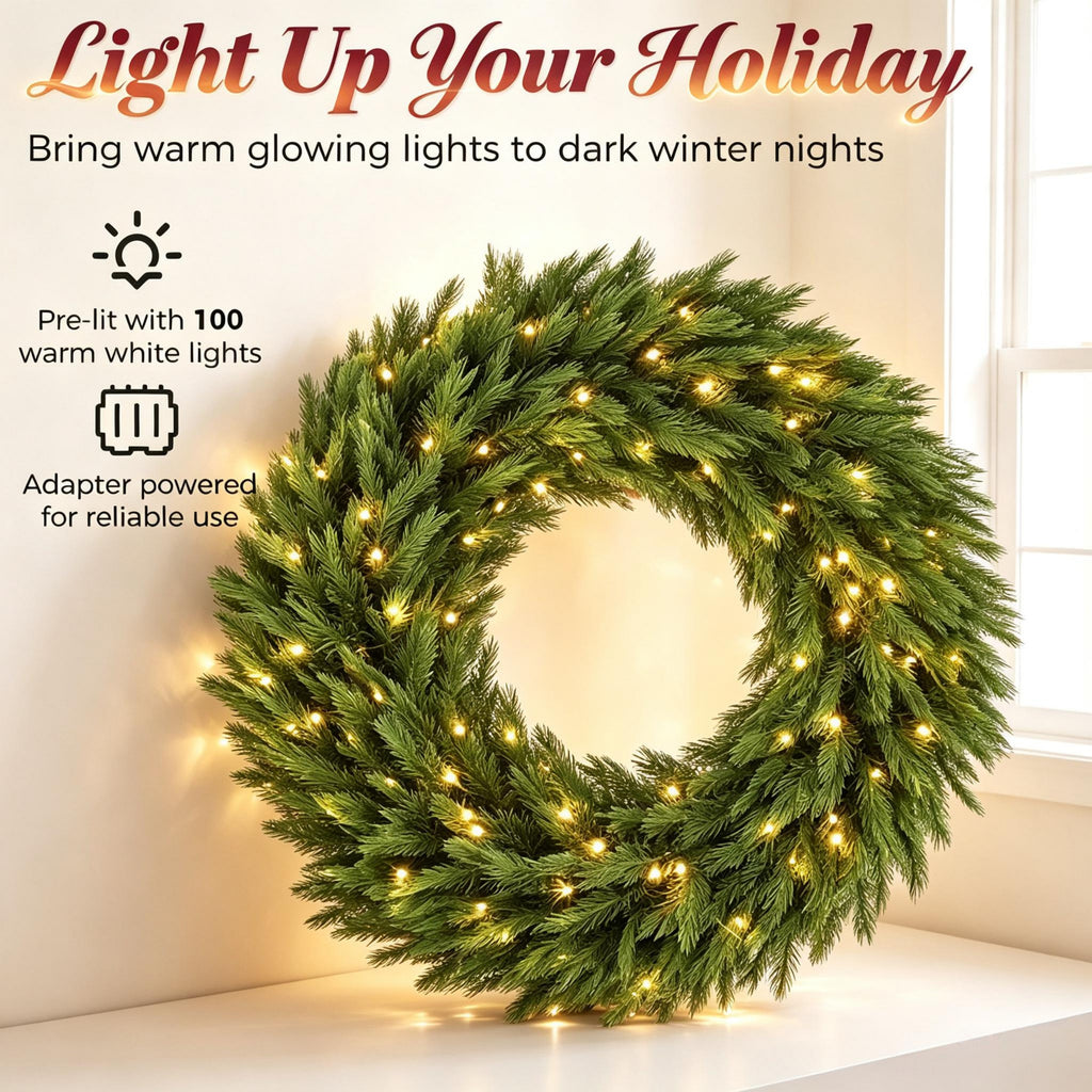 36 in Pre-Lit Norwegian Spruce Christmas Wreath