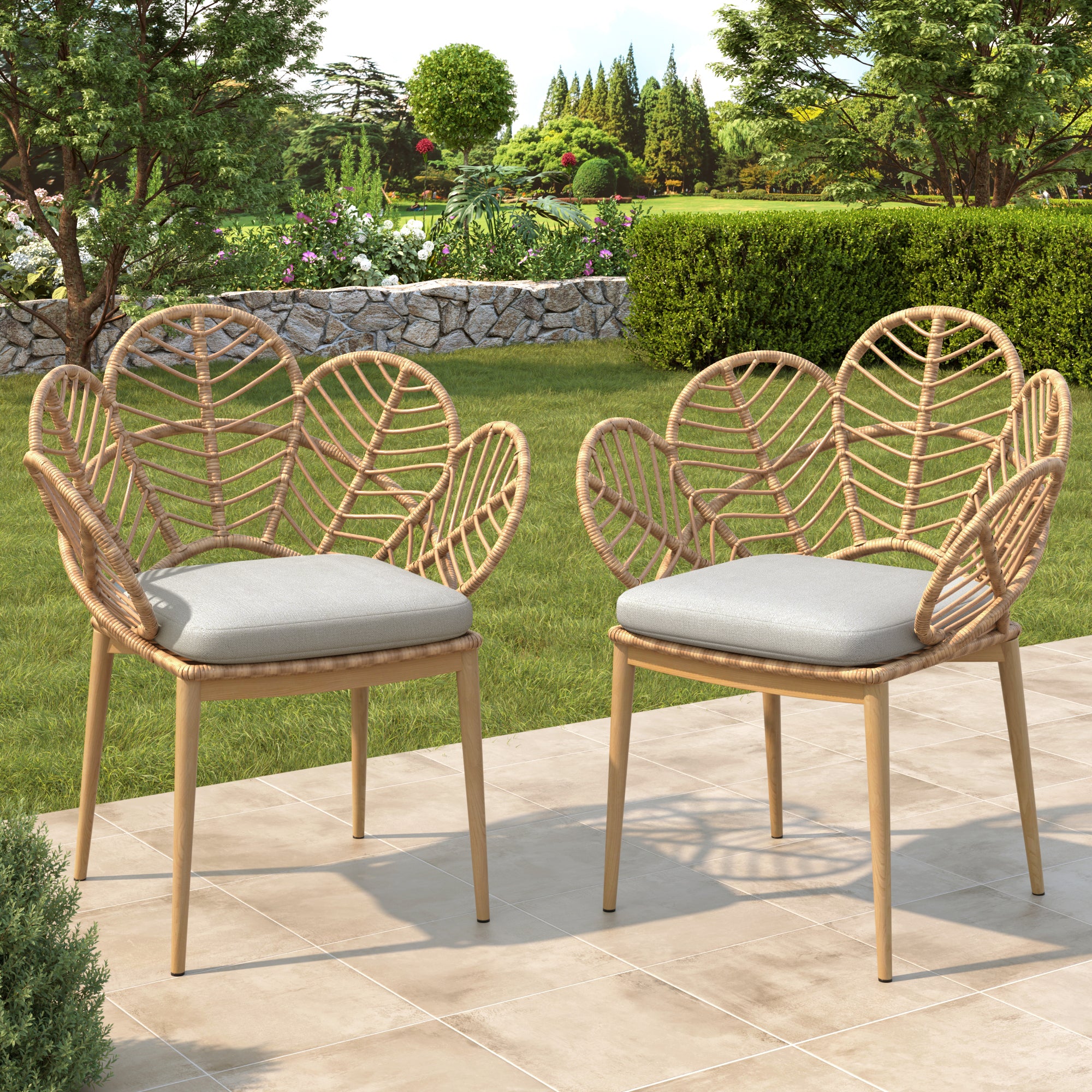 Kirk Outdoor Wicker Peacock Shape Papasan Style Chair
