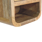 Extra Mini Curved Oak-ish Bedside with Open Slot, 1-Drawer