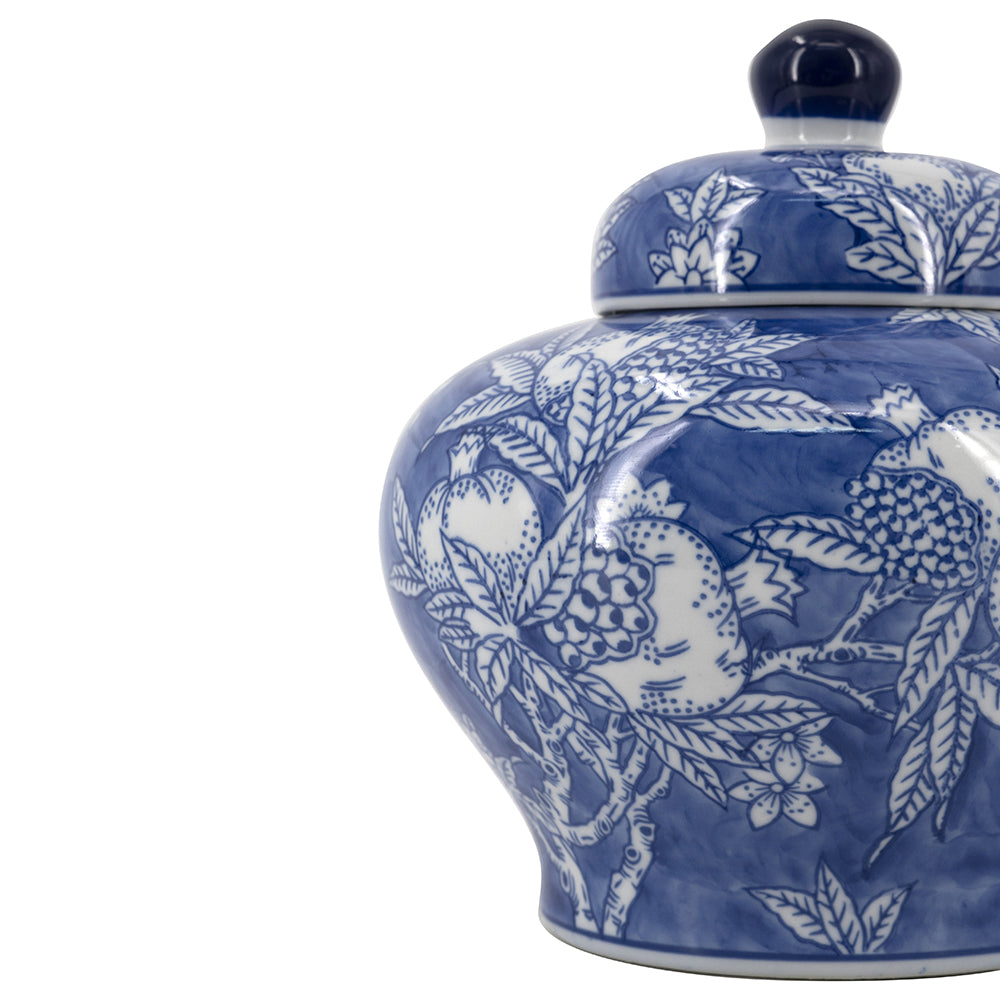 Blue and White Porcelain Lidded Jar, 9.1-Inch
