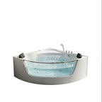59" Corner Whirlpool Bathtub for 2-Person, Luxury Jetted Spa Tub