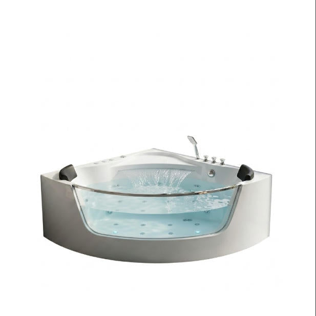 59" Corner Whirlpool Bathtub for 2-Person, Luxury Jetted Spa Tub