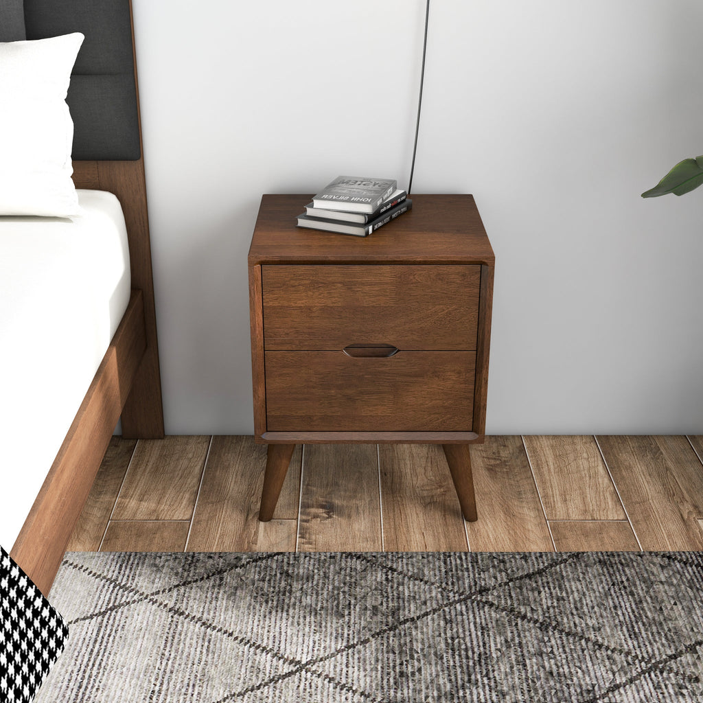 Alexandra Mid-Century Modern Night Stand with 2 Drawers