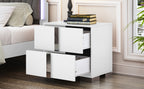Elegant Nightstand with Metal Foot, Mirrored Bedside Table