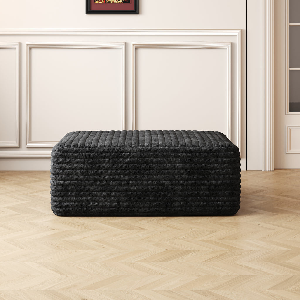 No Assembly Required Black Sofa Ottoman