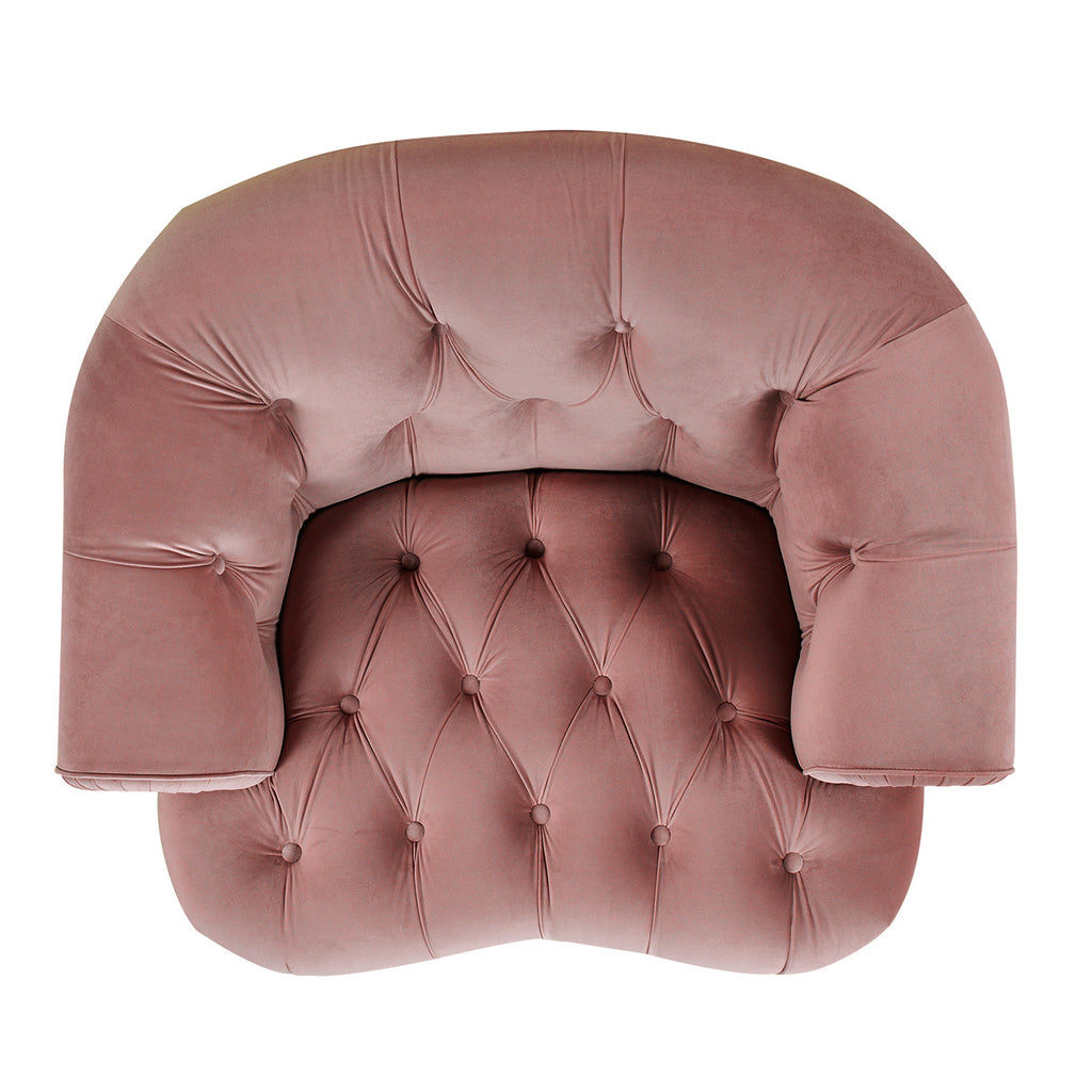 La Rosa Victorian Tufted Upholstered Accent Chair, Ash Rose