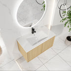36" Floating Bathroom Vanity with Sink, Wall-Mounted Modern Light