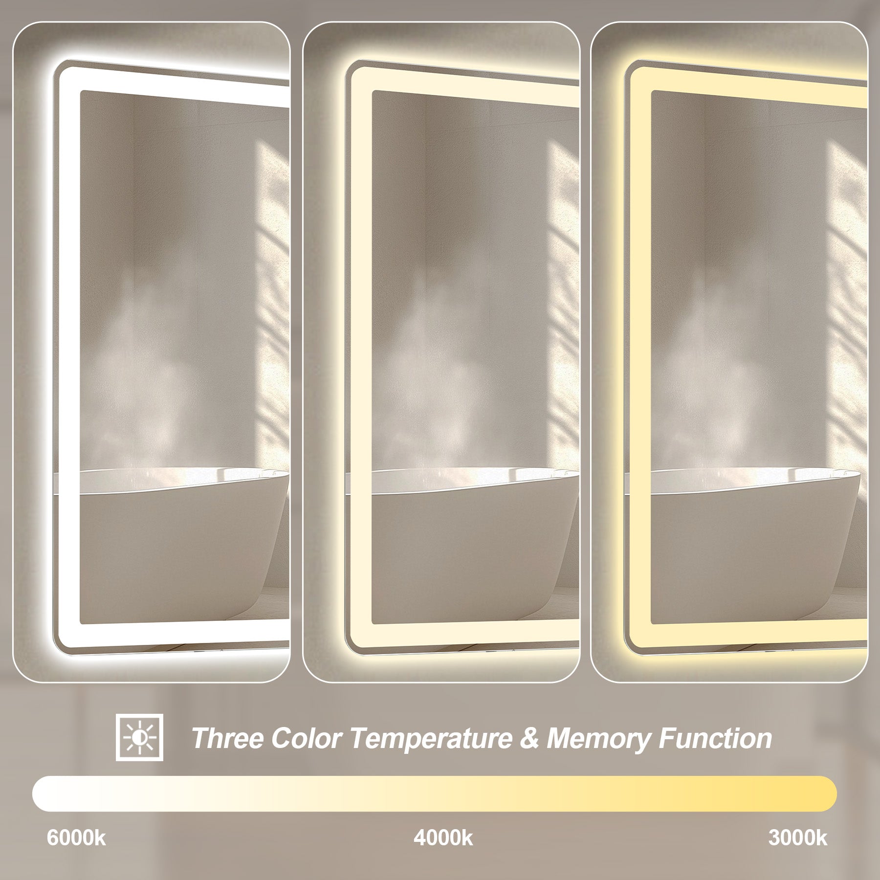 28x60 Inch LED Bathroom Vanity Mirror