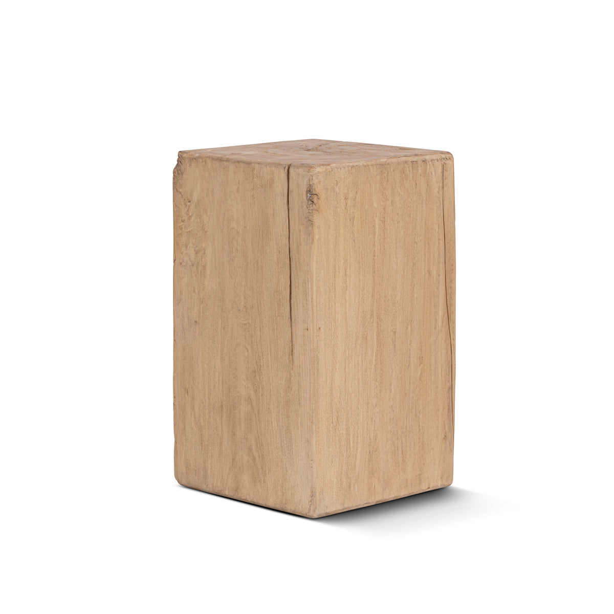 Umber Solid Reclaimed Pine Wood Side Table, 19.5-Inch, Light Natural