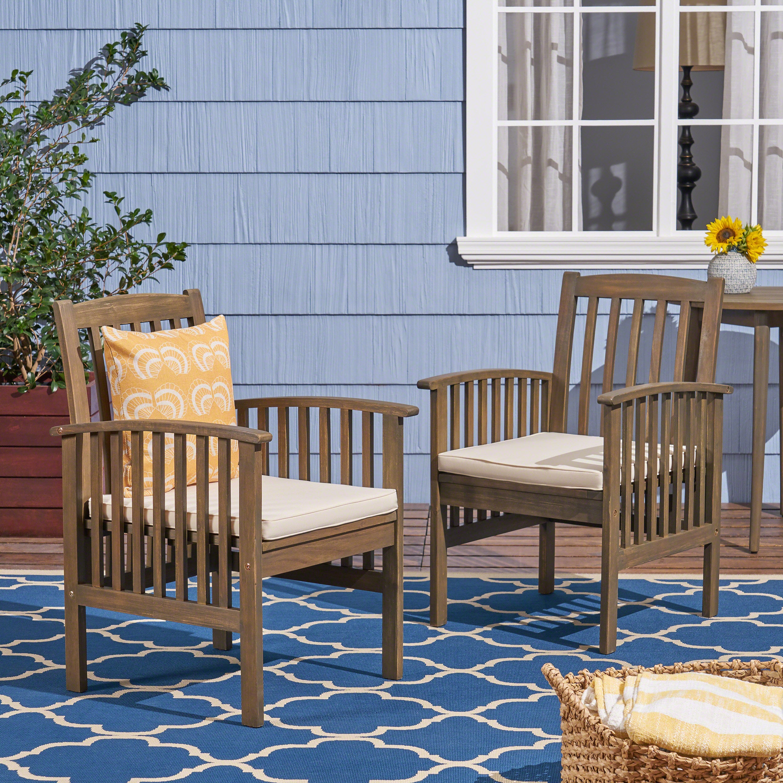 Casa Acacia Dining Chair, 2-Piece Set with Cushions