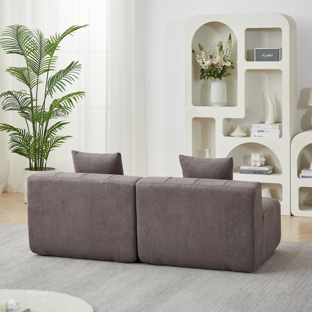Chenille Curved Sectional Sofa with 2 Pillows