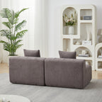 Chenille Curved Sectional Sofa with 2 Pillows
