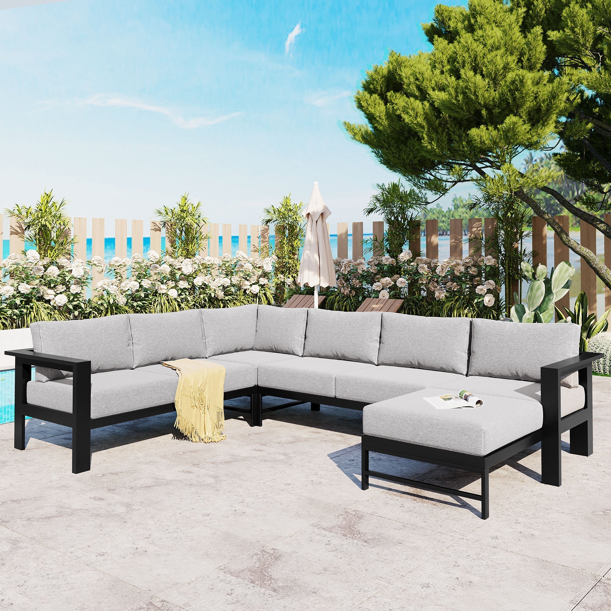 U_Style U-Shaped Outdoor Sectional Sofa Set