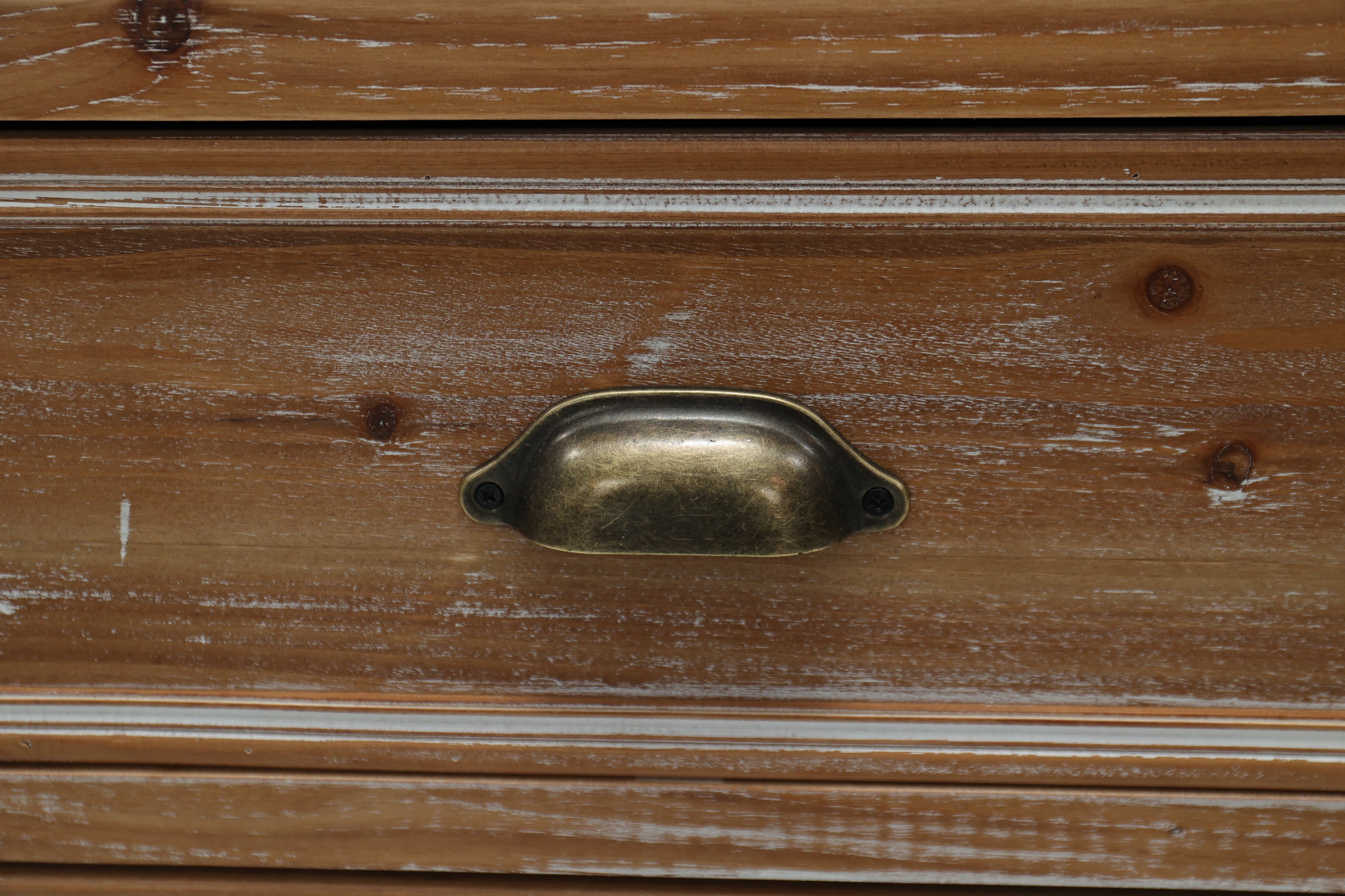 Rustic Wooden Storage Cabinet with Decorative Cutout Door & 3 Drawers