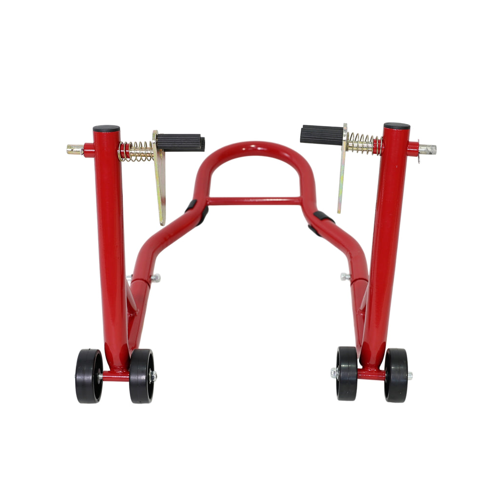 Motorcycle Stand 1000LB Sport Bike Front and Rear Wheel Lift Swingarm Paddock Stands, Red
