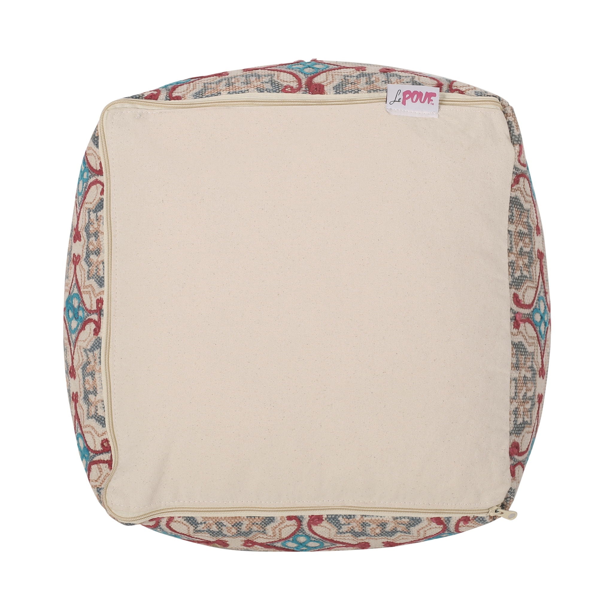 Amelia Handcrafted Fabric Pouf Rustic Elegance Multicolored