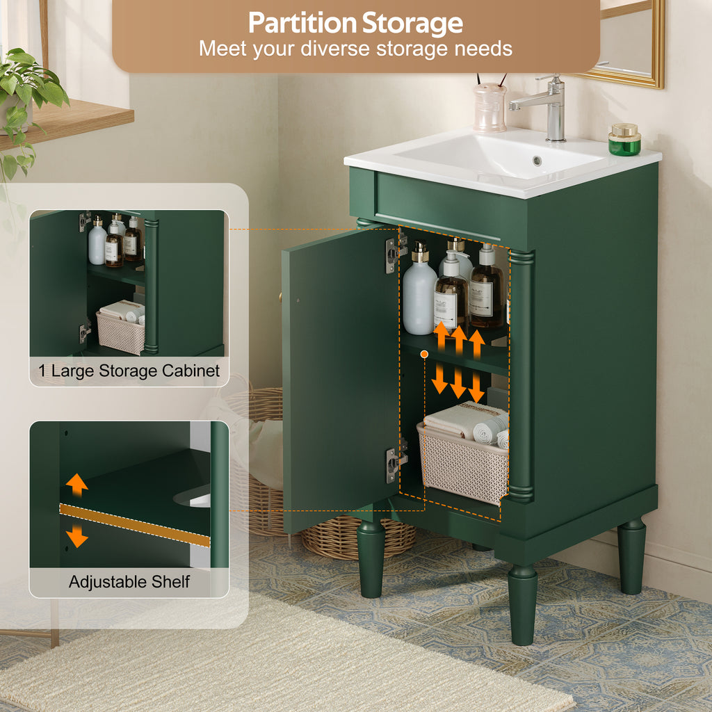 18" French Style Bathroom Cabinet with Storage