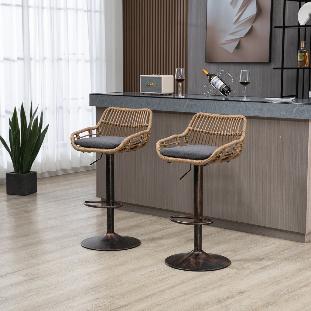 Modern Swivel Bar Stools Set of 2 Adjustable Counter Height Chairs