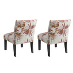 Red Floral Accent Chairs, Set of Two