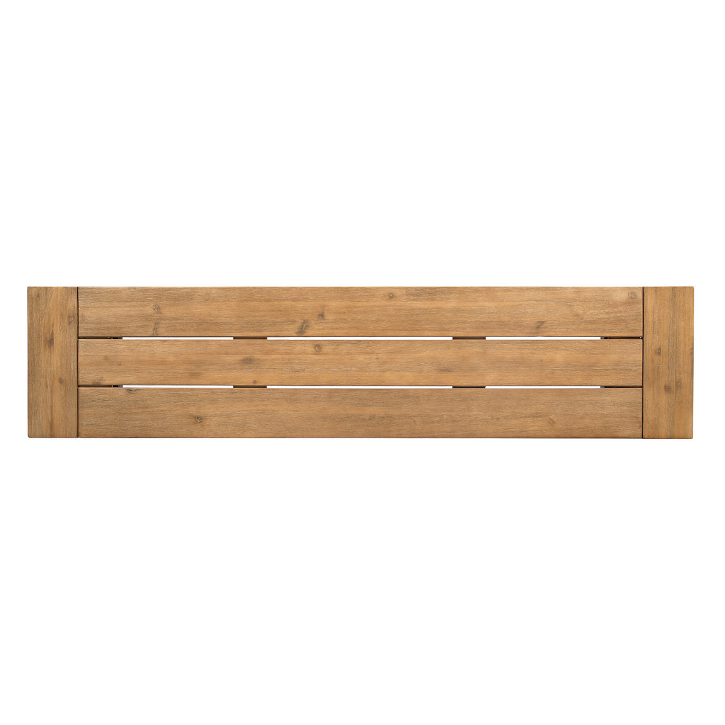 Outdoor Bench with Slat Panel Design and Acacia Wood Frame (Set of 2)