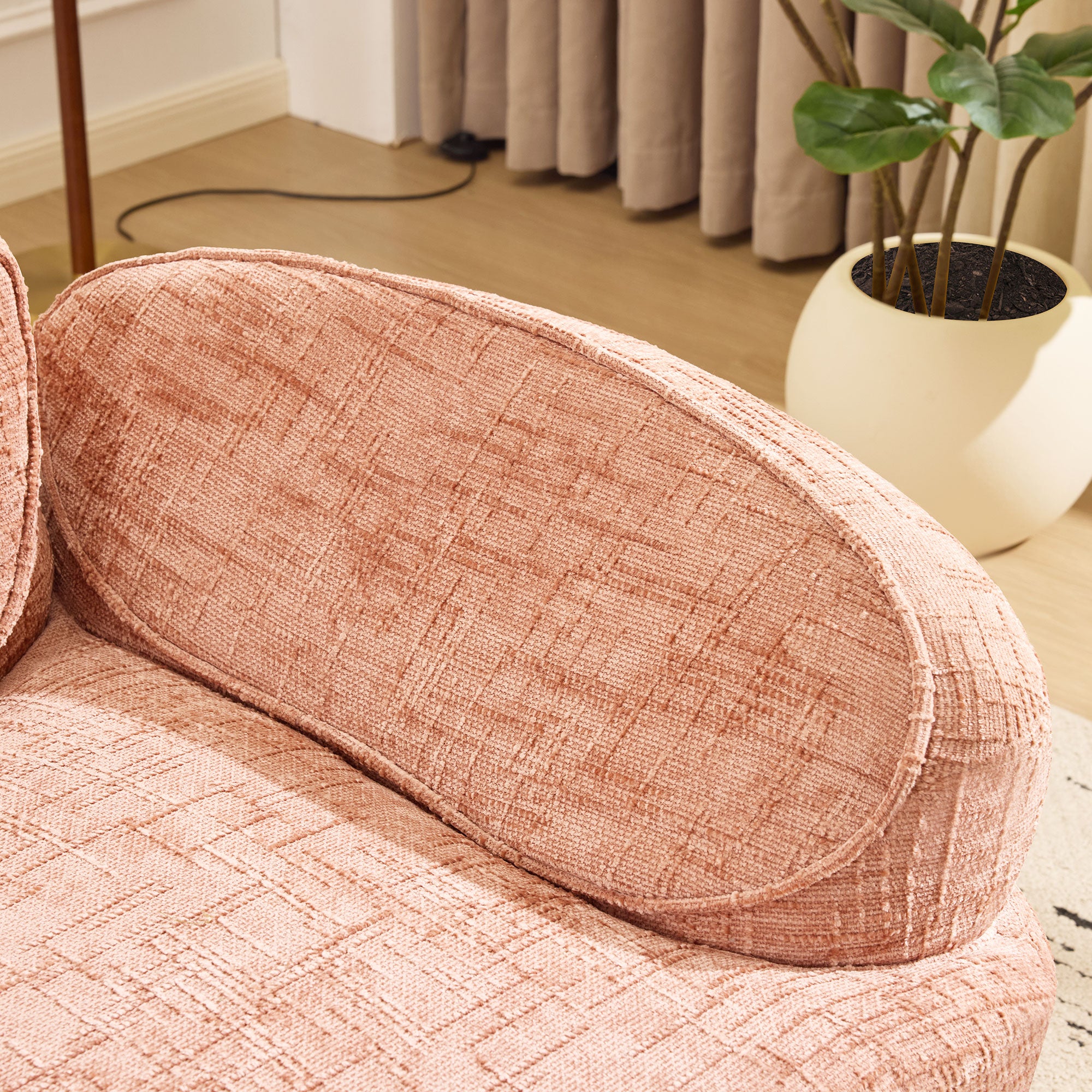 Pink Curved Two-Person Compress Sofa