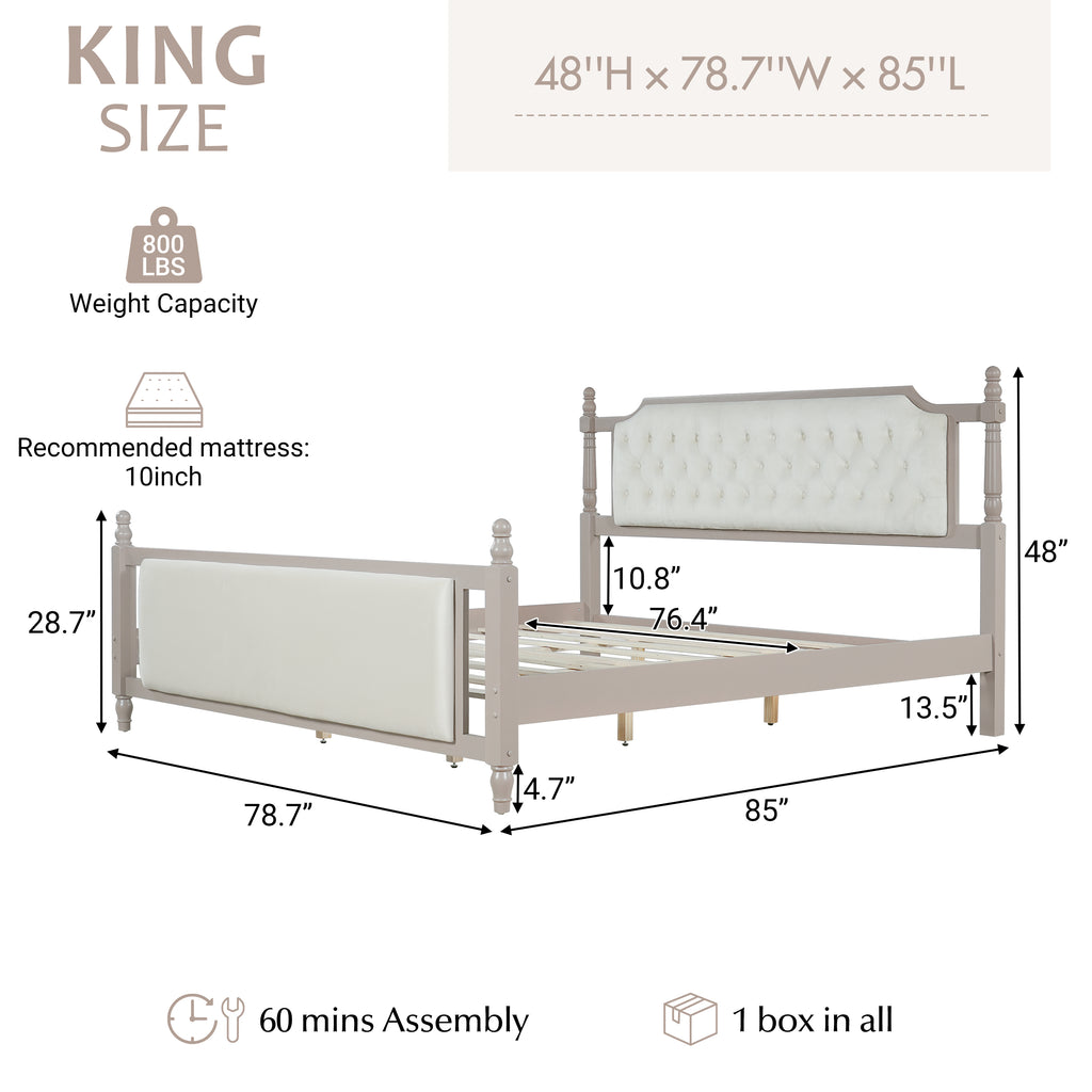 King Size Upholstered Platform Bed