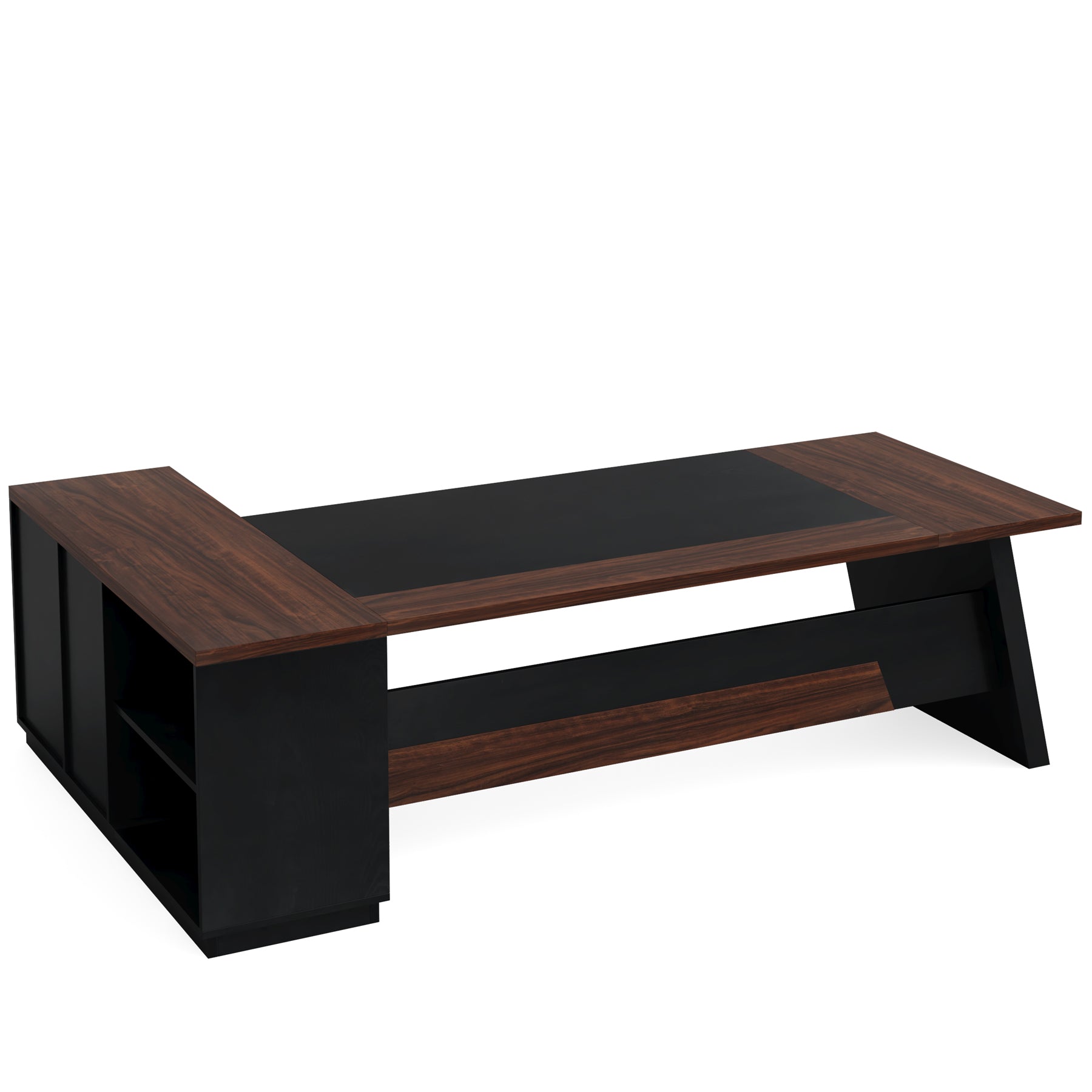 78.7" L-Shaped Executive Desk with File Cabinet & Drawers