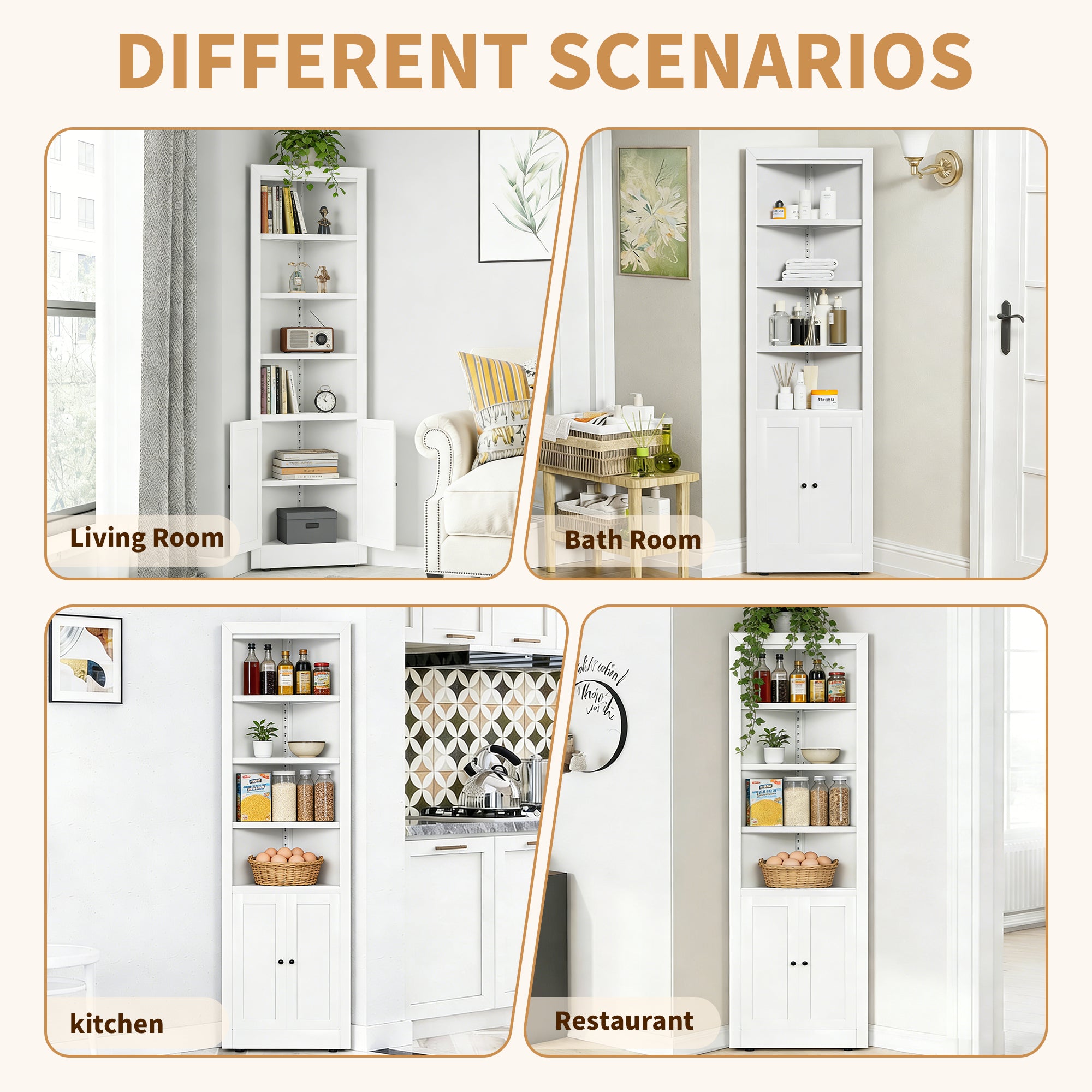 71" Tall Corner Storage Cabinet