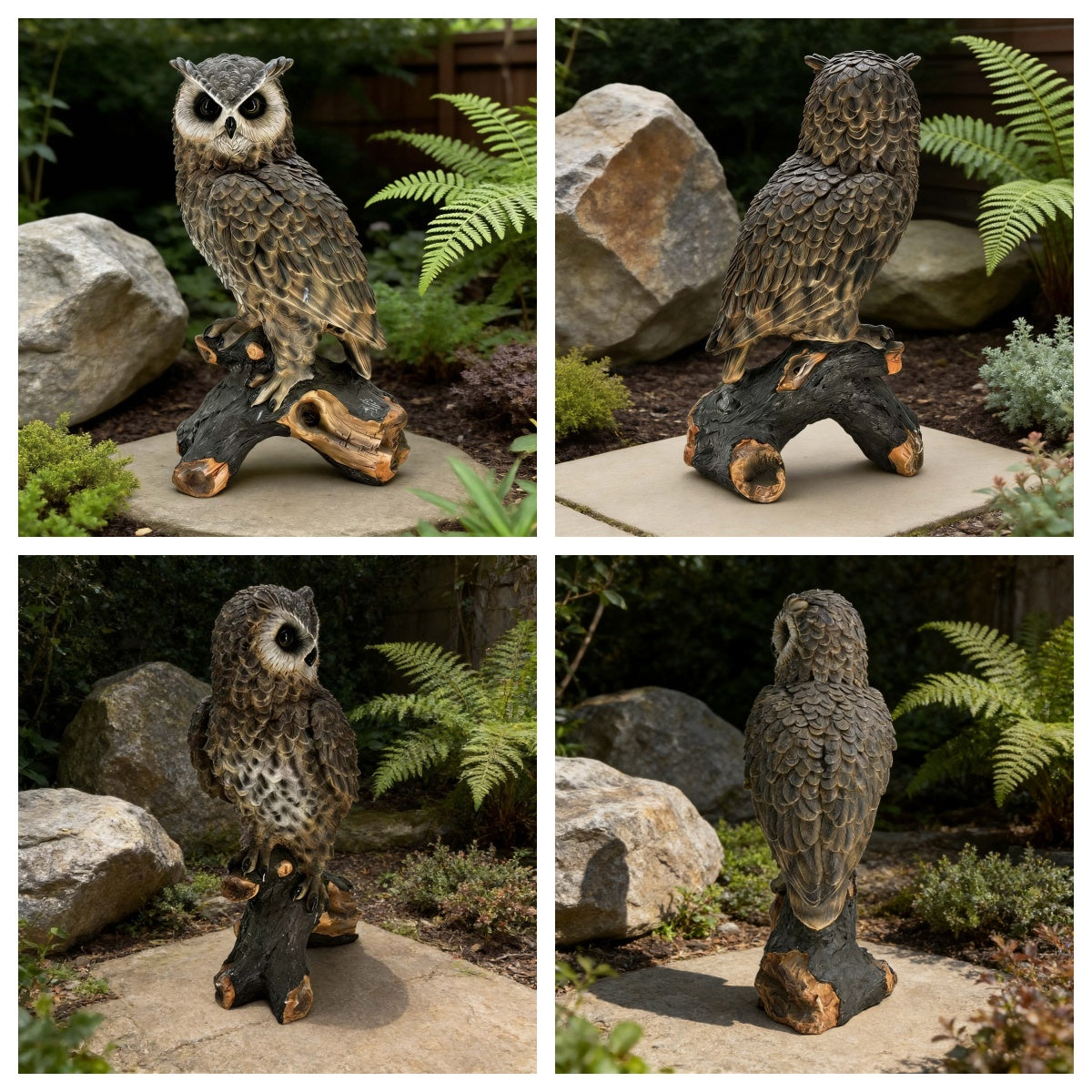 18.98' H x 11.10' L Simulated Owl Resin Garden Statue