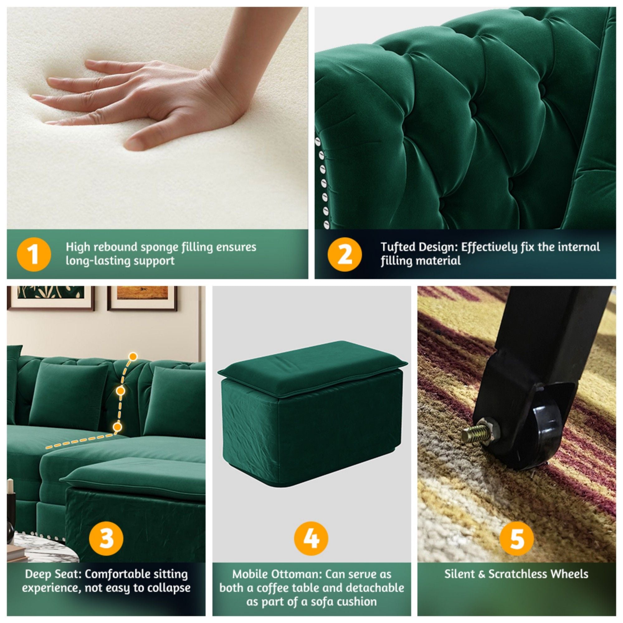 3 In 1 Pull Out Sofa Bed With Movable Ottoman