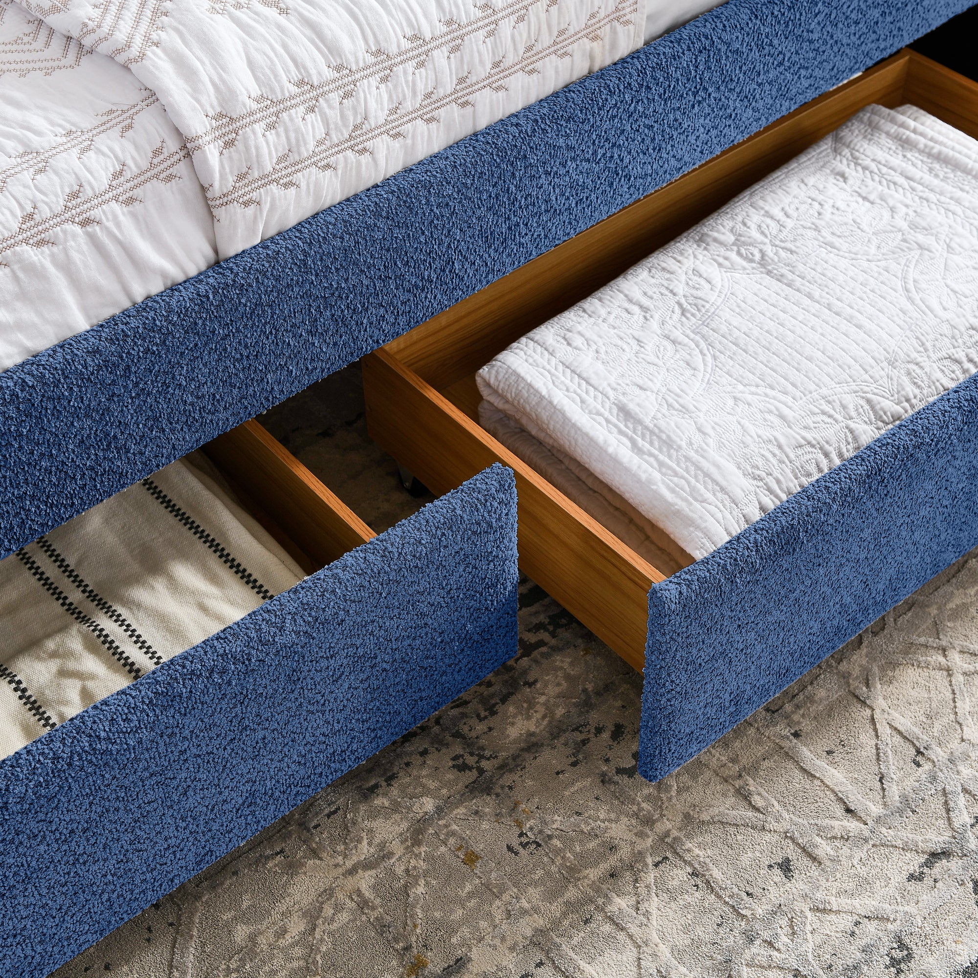 Queen Size Daybed with Two Drawers - Upholstered Tufted Sofa Bed