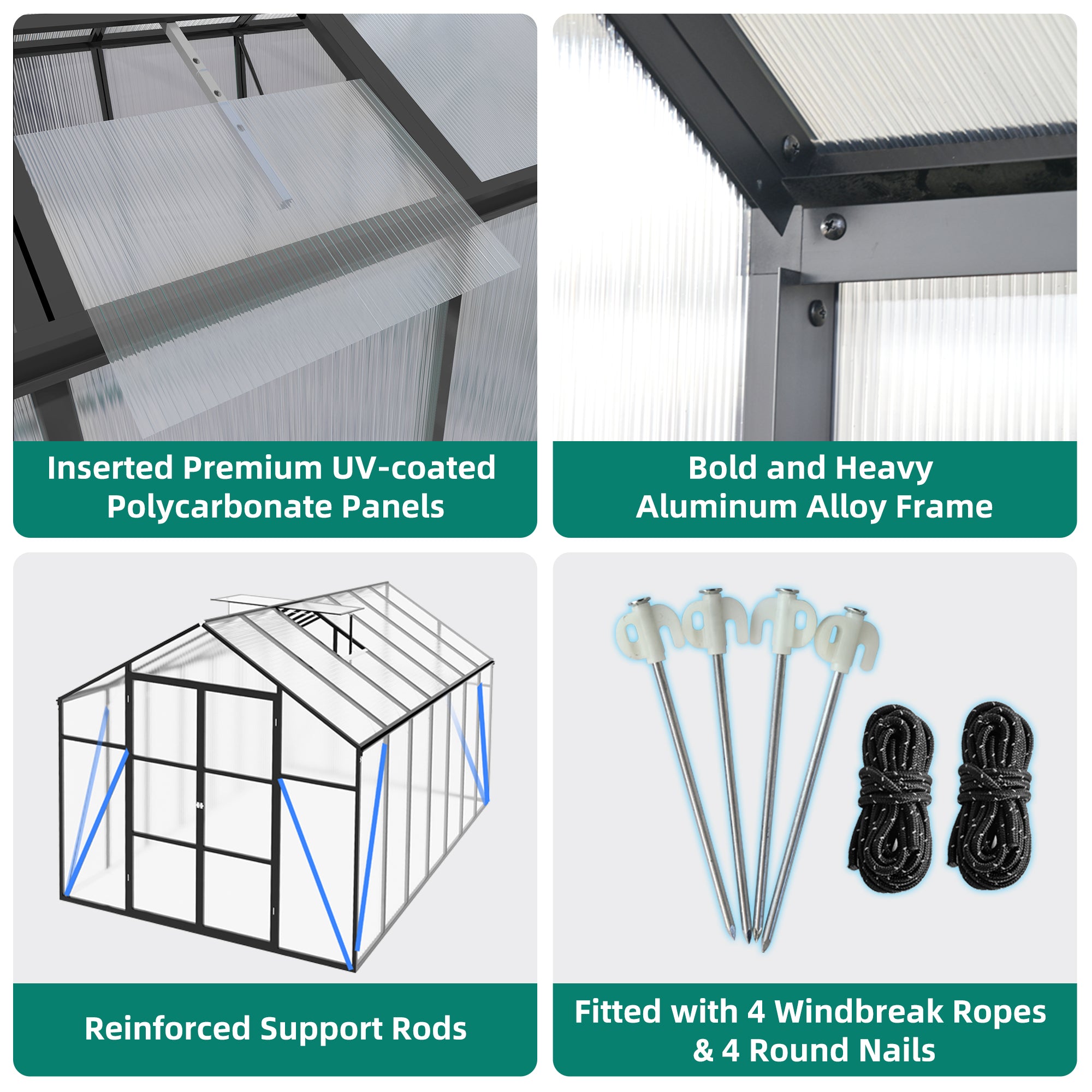8x14 FT Aluminum Greenhouse for Outdoor Use