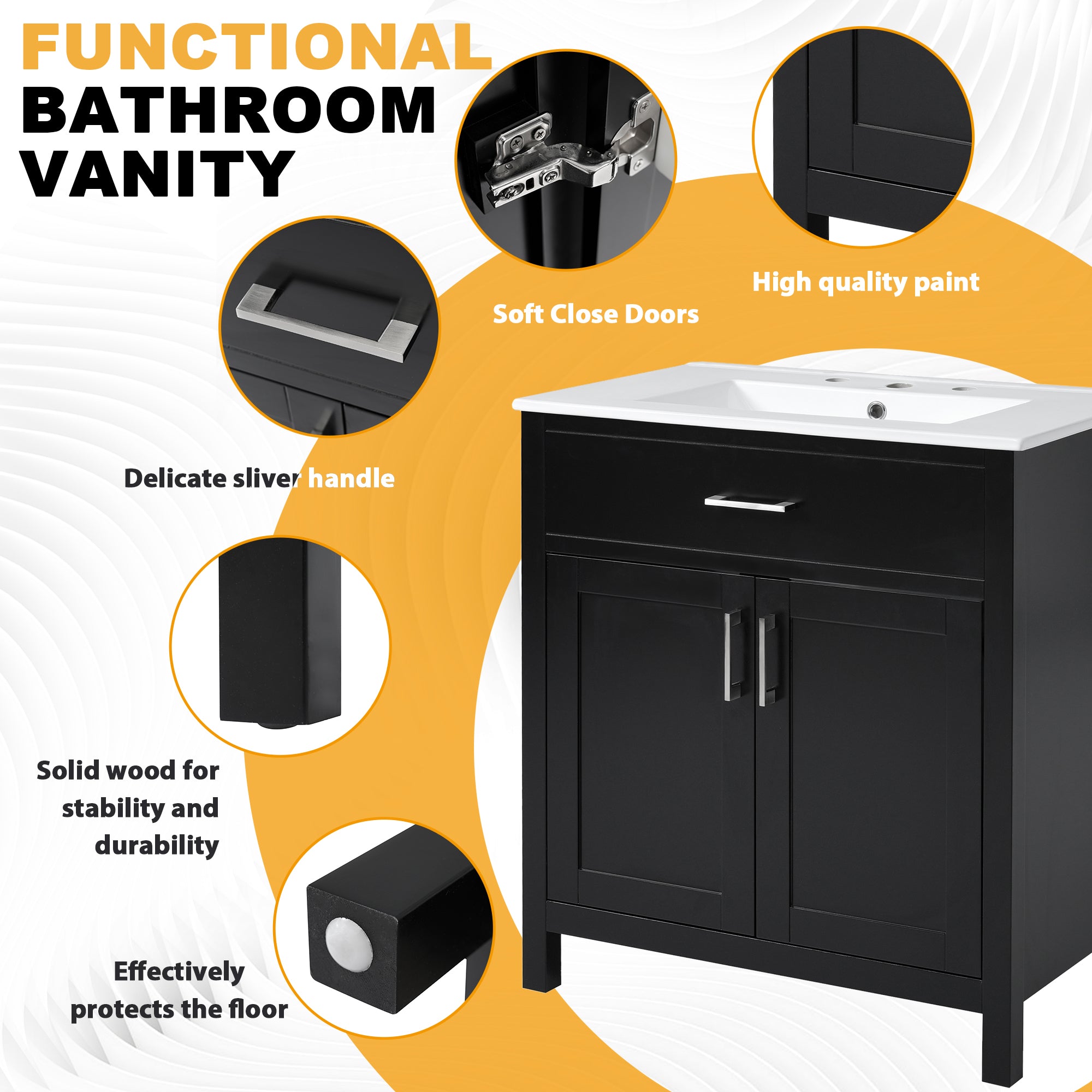 30-Inch Bathroom Vanity with Ceramic Sink and Ample Storage