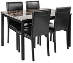 Furniture 5 Piece Metal Dinette Set with Faux Marble Top
