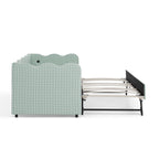 Cozy Gingham Daybed with Trundle Twin Size Sofa Bed