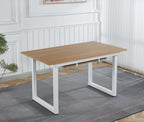 Oak Color Square Extendable Dining Table with Metal Leg