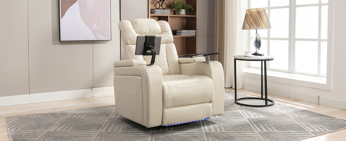270 Degree Swivel PU Leather Power Recliner