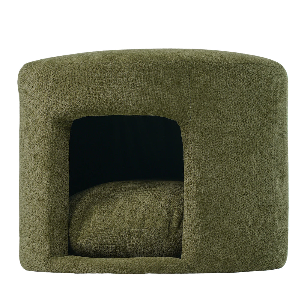 Green Pet Friendly Ottoman with Removable Pet Cushion